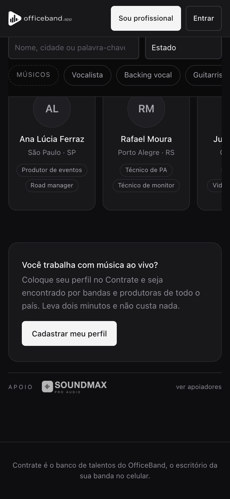 Anúncio no banco de talentos